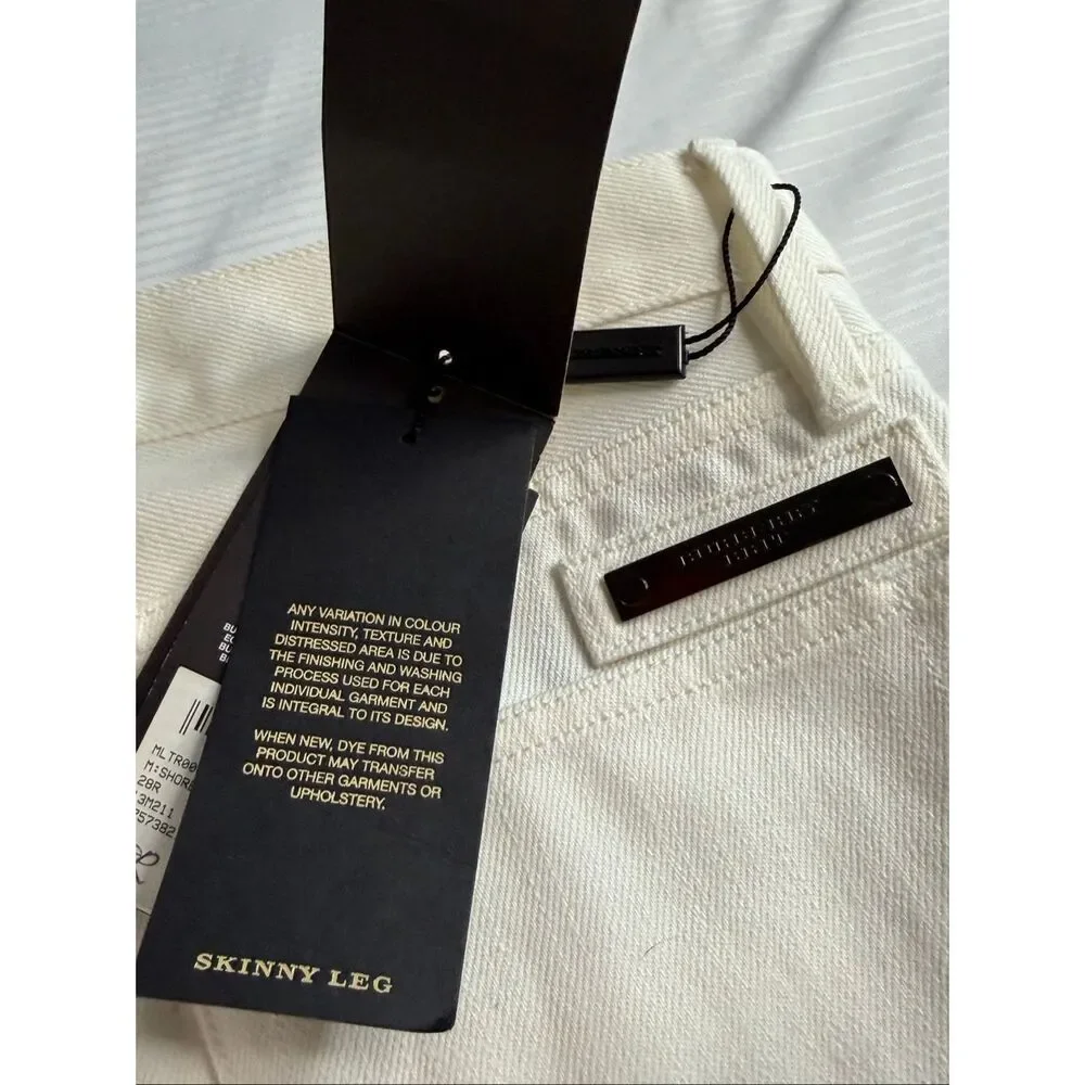 NWT Burberry Brit Shoreditch Skinny Leg White Denim Jeans Size 28 X 32 New